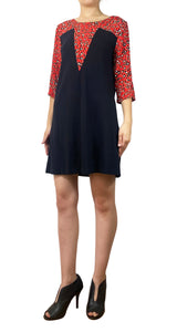 Vestido Negro Animal Print Rojo