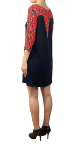 Vestido Negro Animal Print Rojo