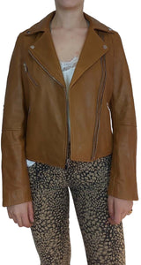Chaqueta Biker Cuero Café