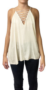 Polera Blanca Pabilos Sin Mangas