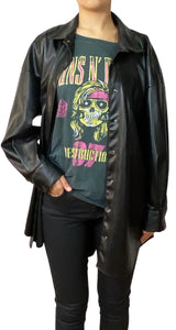 Camisa EcoCuero Negro Cinturón