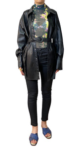 Camisa EcoCuero Negro Cinturón