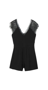 Enterito Aplique Encaje Negro