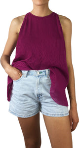 Polera Plisada Sin Mangas Rosado