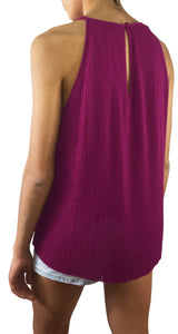 Polera Plisada Sin Mangas Rosado