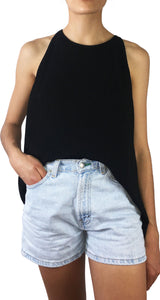 Polera Plisada Sin Mangas Negro