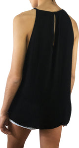 Polera Plisada Sin Mangas Negro