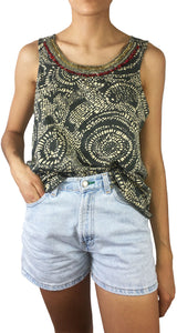 Polera Musculosa Estampada Bisutería