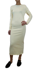 Vestido Drapeado Punto Beige