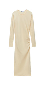 Vestido Drapeado Punto Beige