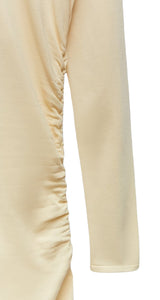 Vestido Drapeado Punto Beige