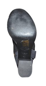 Black Suede - Glitter Spikes Belt Ankle