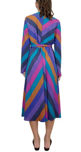 Rainbow Stripe Midi Wrap Dress