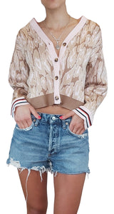 Cardigan Animal Print Rosa Camel