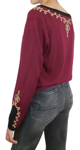 Sweater Cuello En V Burdeo