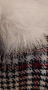 Faux Fur Collar Check Coat