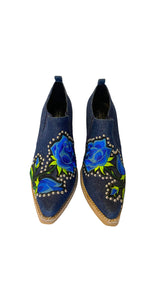 Denim Floral Boots