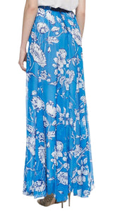 Maxi Falda Louie Floral Print Azul