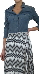 Camisa Striped Contrast Panel Azul