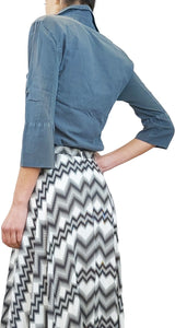 Camisa Striped Contrast Panel Azul