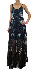 Maxi Vestido Tul Bordado Negro