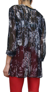 Blusa Seda Alforzas Negro