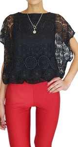 Blusa Macramé Negro