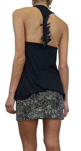 Polera Sin Mangas Cintas Negra