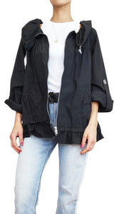 Chaqueta Oversize Ligera Fruncidos Negro