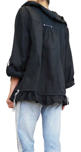 Chaqueta Oversize Ligera Fruncidos Negro