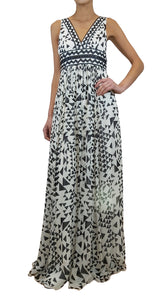 Maxi Vestido Seda Blanco y Negro