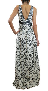 Maxi Vestido Seda Blanco y Negro