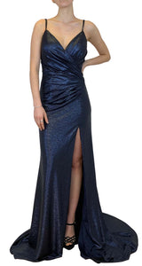 Vestido Fiesta Metalizado Azul