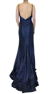 Vestido Fiesta Metalizado Azul