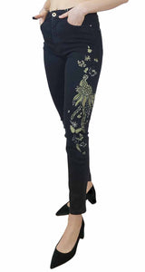 Pantalón Pitillo Bordado Dorado