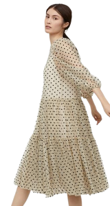 Flock Print Mesh Dress