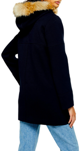 Patty Faux Fur Trim Hooded Coat