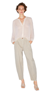 Semi Sheer Dotted Mesh Blouse