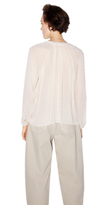 Semi Sheer Dotted Mesh Blouse