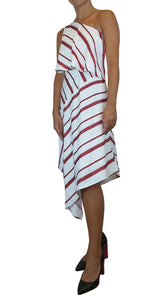 Vestido Un Hombro Rayas