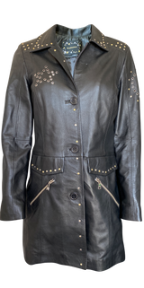 Blazer largo de cuero. (5203480739975)