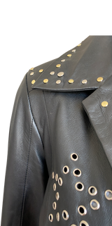 Blazer largo de cuero. (5203480739975)