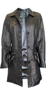 Blazer largo de cuero. (5203480739975)