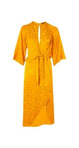 Jaquard Knot Front Midi Dress