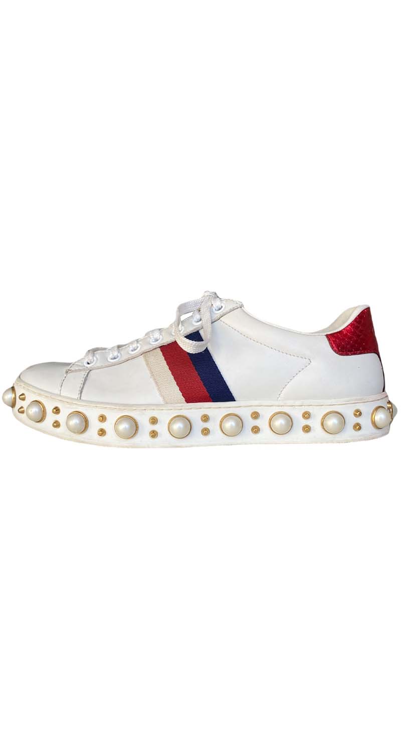 Tenis gucci online con perlas
