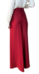 Falda Roja Abertura Detalle Plizado Carolina Herrera