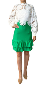 Blusa Blanca Macrame Manga Larga