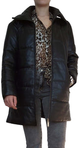 Parca Maxi Cuero Negro