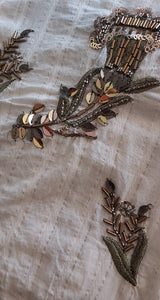 Beaded Sequin Floral Gauzy Blouse