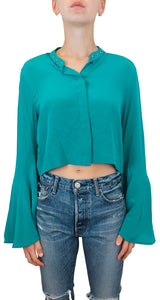 Blusa Verde Crop Seda